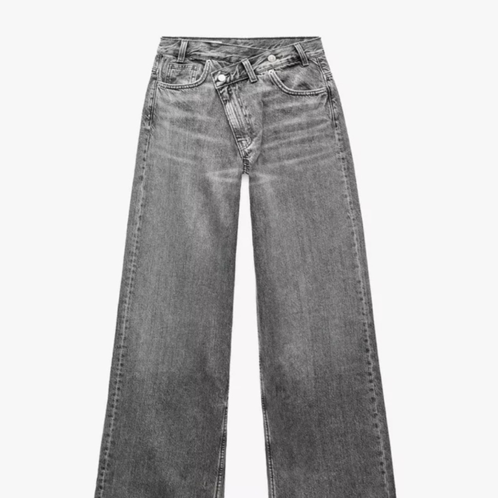 ZARA TRF MID-RISE CROSS WAIST BAGGY JEAN